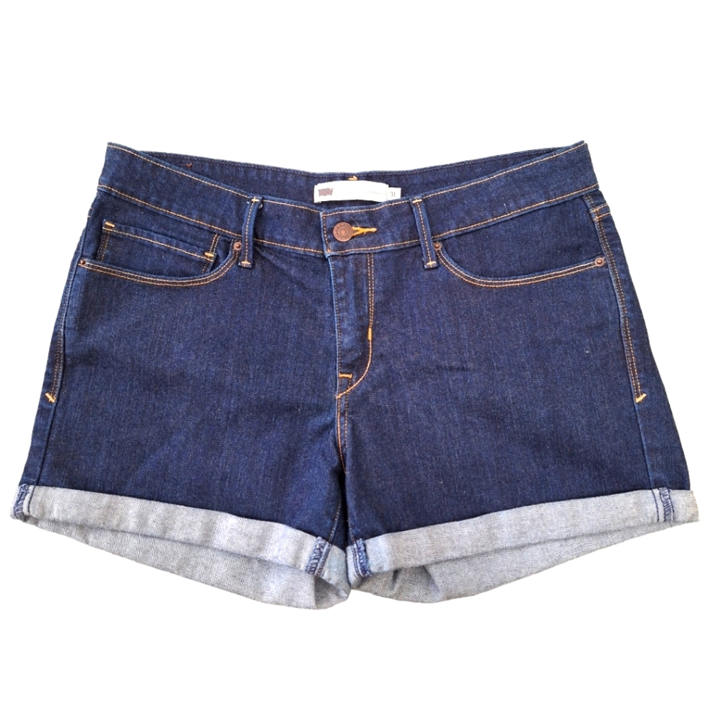 Levi's Strauss & Co. Women's Indigo Wash Stretch Denim Jean Cuffed Shorts sz31